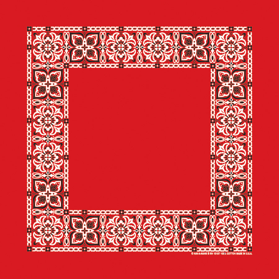 Red 22" x 22" Open Center Paisley Print Bandana