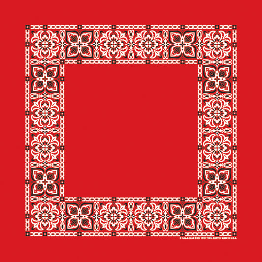 Red 22" x 22" Open Center Paisley Print Bandana