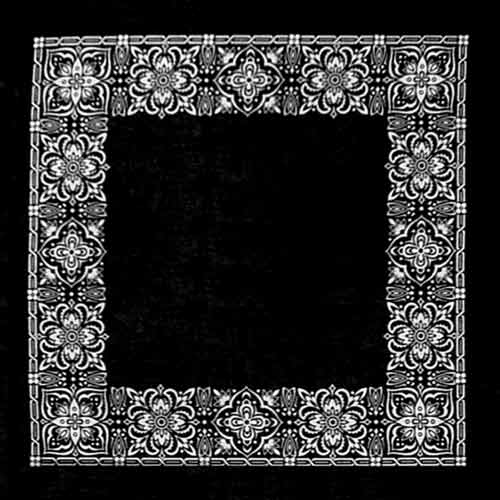 Black 22" x 22" Open Center Paisley Print Bandana