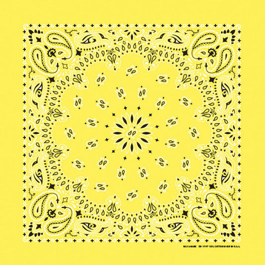 Yellow 22" x 22" Paisley Print Bandana