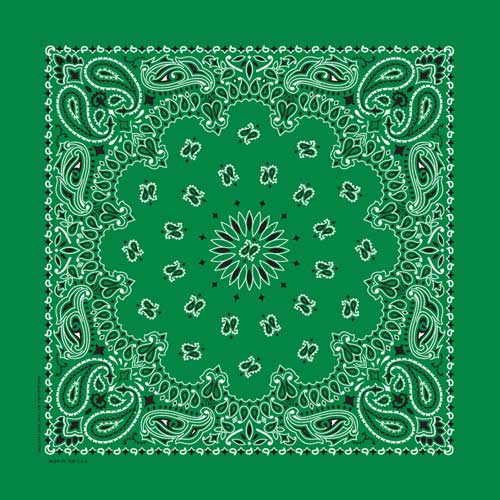 Kelly Green 22" x 22" Paisley Print Bandana