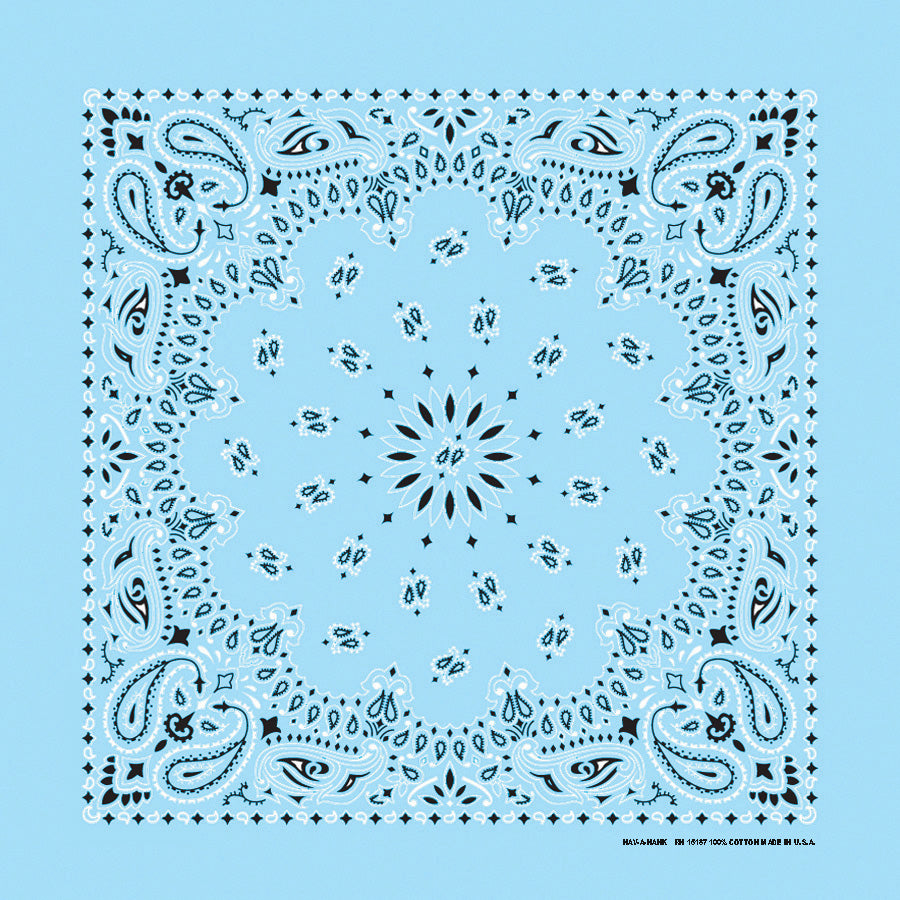 Light Blue 22" x 22" Paisley Print Bandana