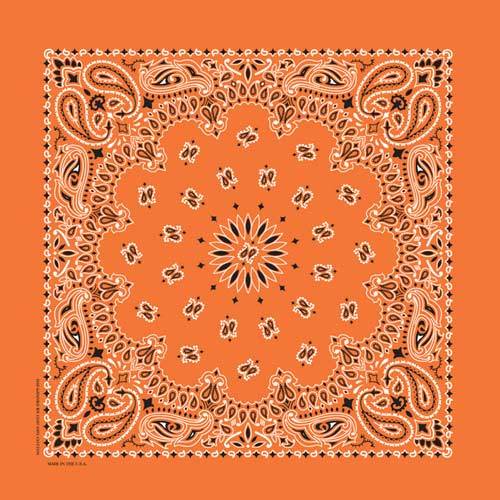 Orange 22" x 22" Paisley Print Bandana