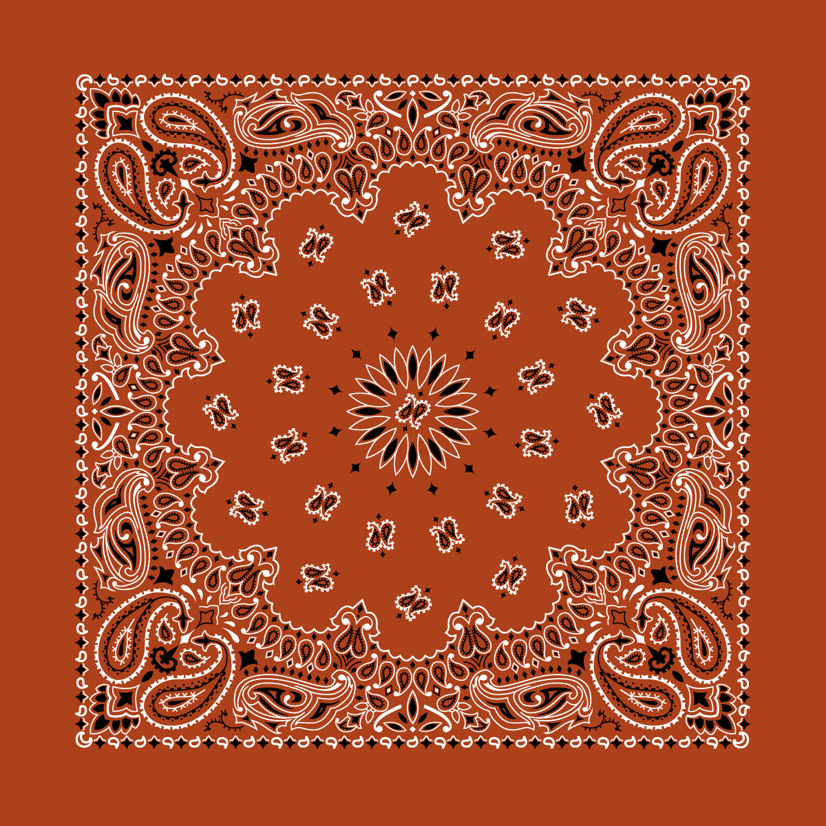 Burnt Orange 22" x 22" Paisley Print Bandana