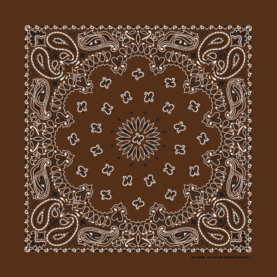 Cocoa 22" x 22" Paisley Print Bandana