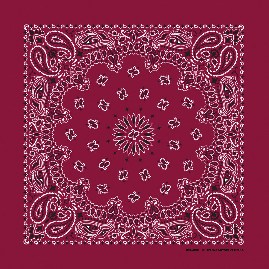 Burgundy 22" x 22" Paisley Print Bandana