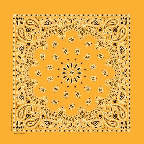 Gold 22" x 22" Paisley Print Bandana