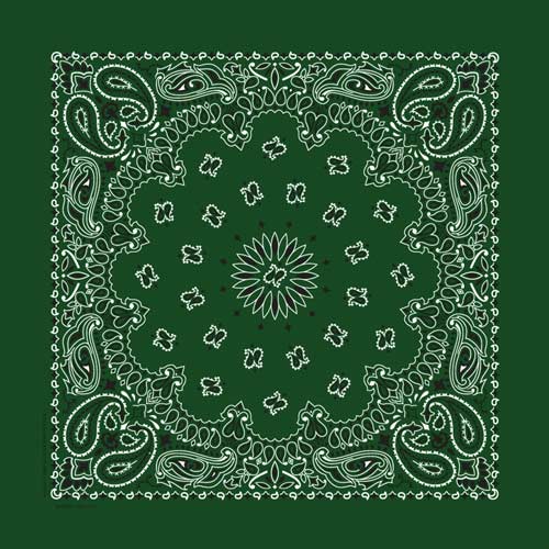 Hunter Green 22" x 22" Paisley Print Bandana