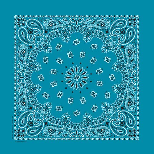 Turquoise 22" x 22" Paisley Print Bandana