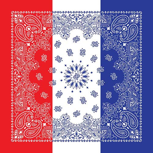 Patriotic 22" x 22" Tri-Color Paisley Print Bandana