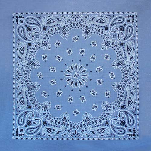 Chambray Blue 22" x 22" Paisley Print Bandana