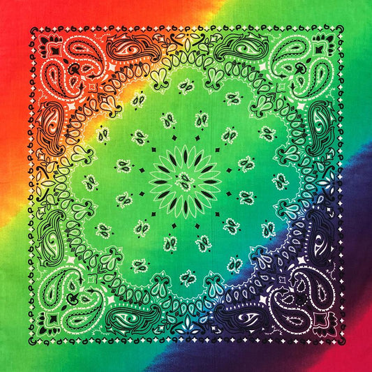 Rainbow 22" x 22" Paisley Print Bandana