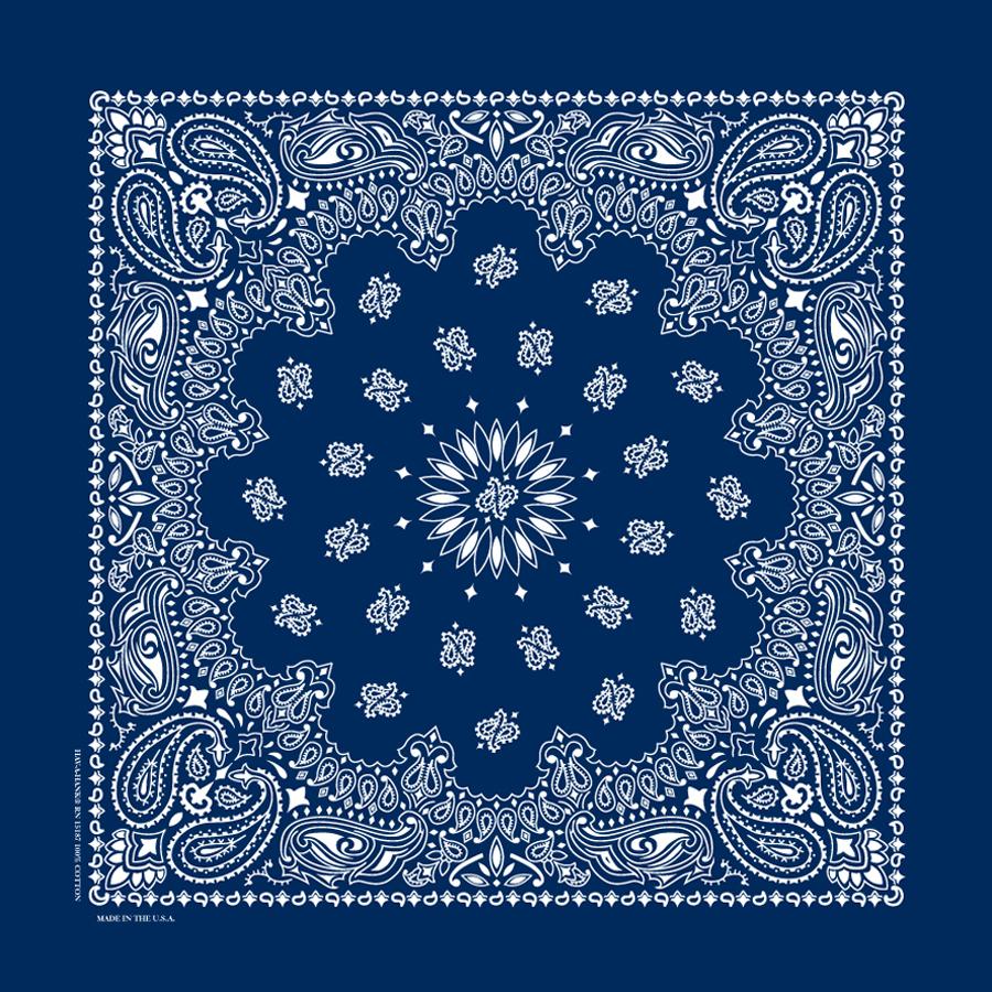 Navy Blue 35" x 35" X-Large Paisley Print Bandana