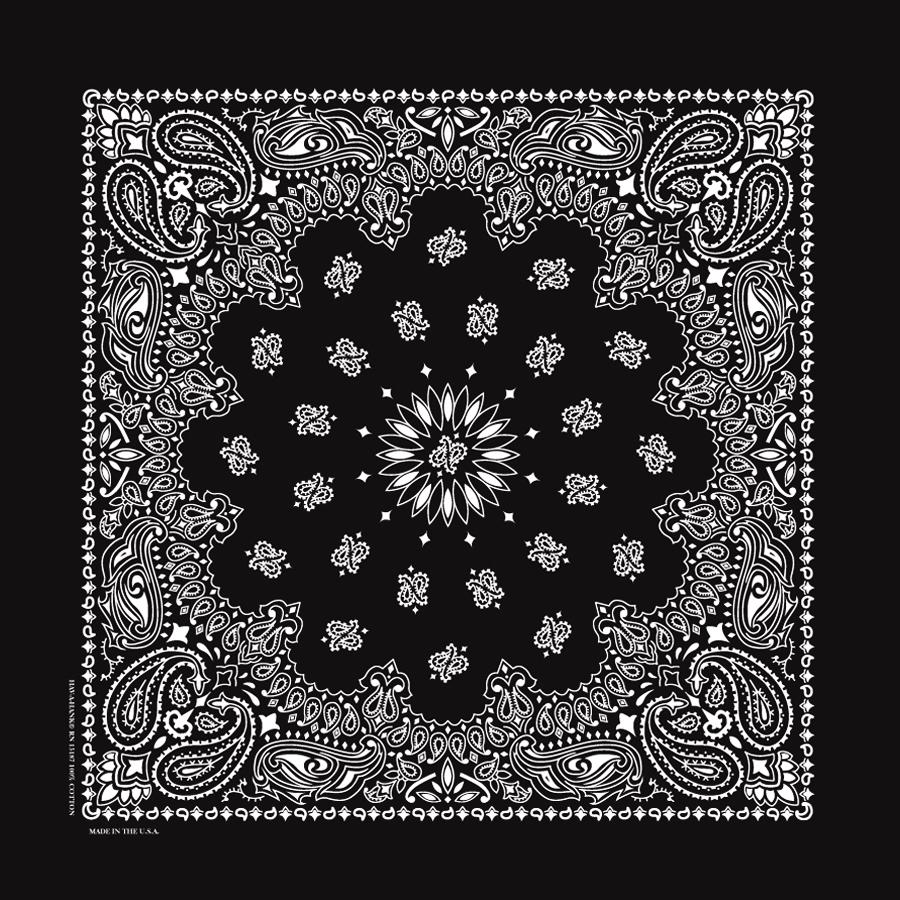 Black 35" x 35" X-Large Paisley Print Bandana