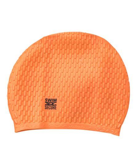 Swim Secure Silicone Bubble Swim Hat | Swimming Cap | High-Visibility Insulation, Orange