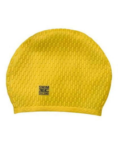 Swim Secure Silicone Bubble Swim Hat | Swimming Cap | High-Visibility Insulation, Yellow