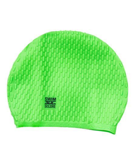 Swim Secure Silicone Bubble Swim Hat | Swimming Cap | High-Visibility Insulation, Green