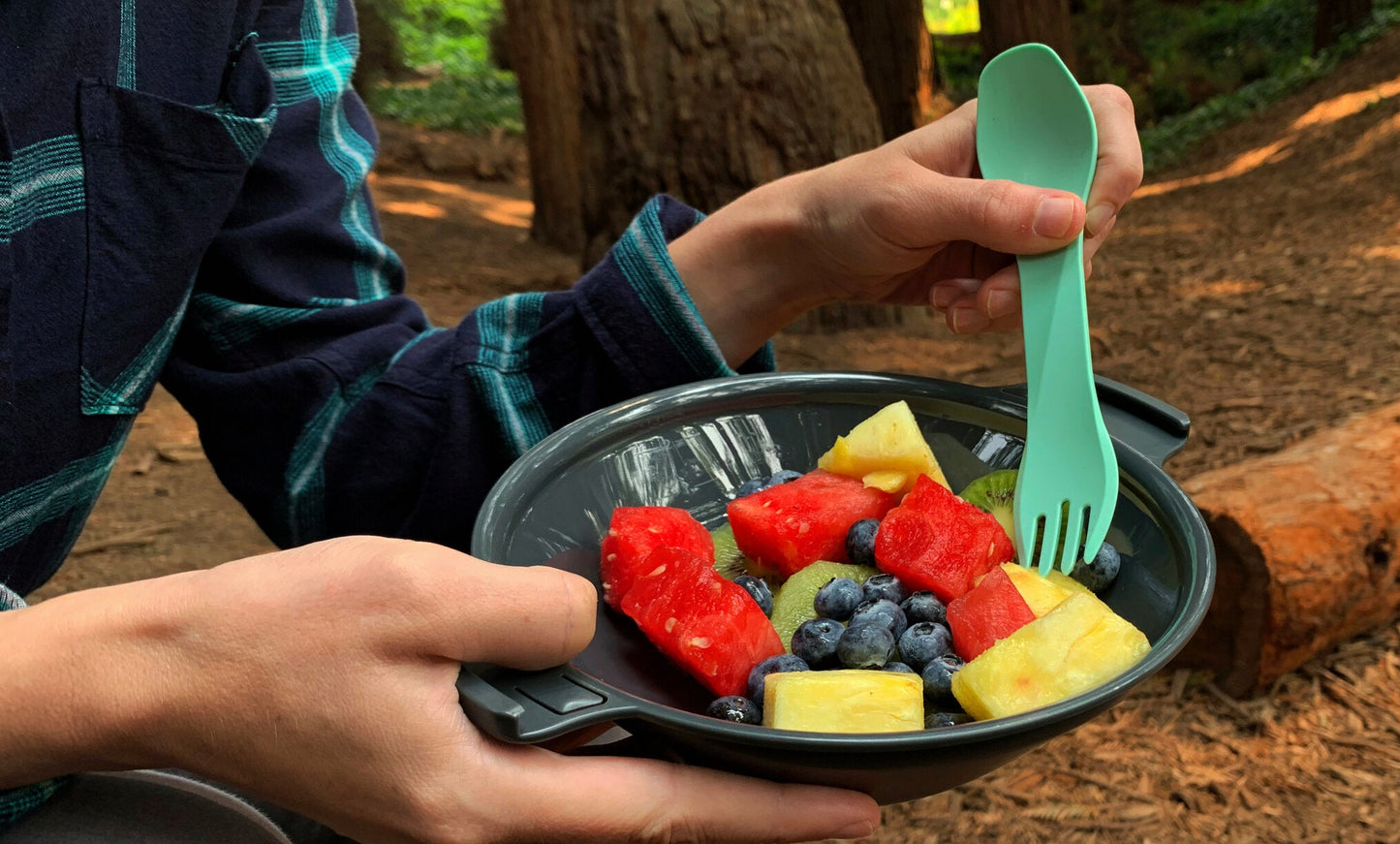 humangear GoKit Light | Travel Mess Kit | 5-Tool Portable Bowl, Plate, Spork | Camping Utensils