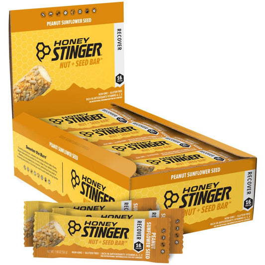 Honey Stinger Nut + Seed Bar | Peanut Sunflower Seed | Protein Packed Food for Exercise, Endurance, Performance and Recovery | Sports Nutrition Snack Bar for Home & Gym, Post Workout | Box of 12