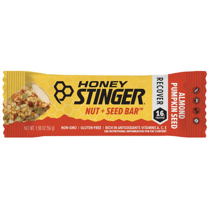 Honey Stinger Nut + Seed Bar | Almond Pumpkin Seed | Protein Packed Food for Exercise, Endurance, Performance and Recovery | Sports Nutrition Snack Bar for Home & Gym, Post Workout | Box of 12