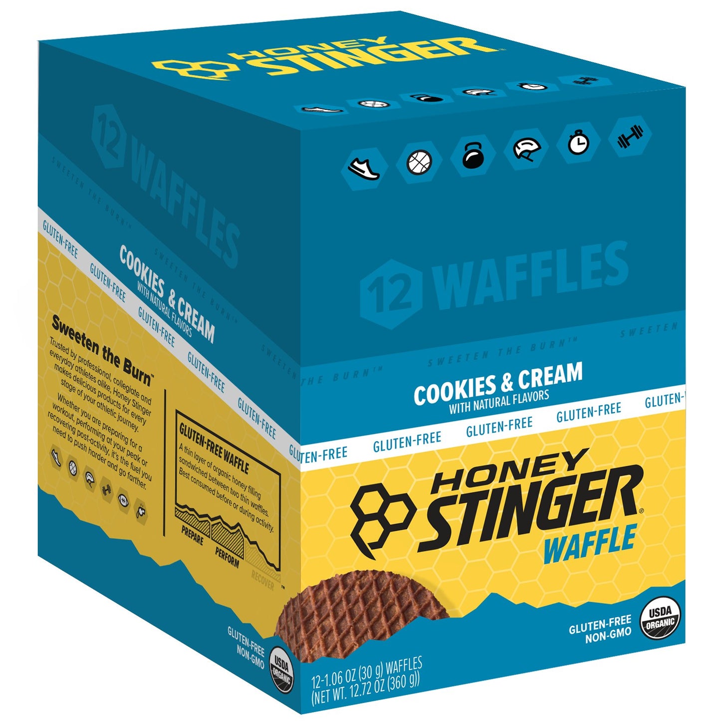 Honey Stinger Organic Gluten Free Energy Waffles 12 Pack [Cookies & Cream]