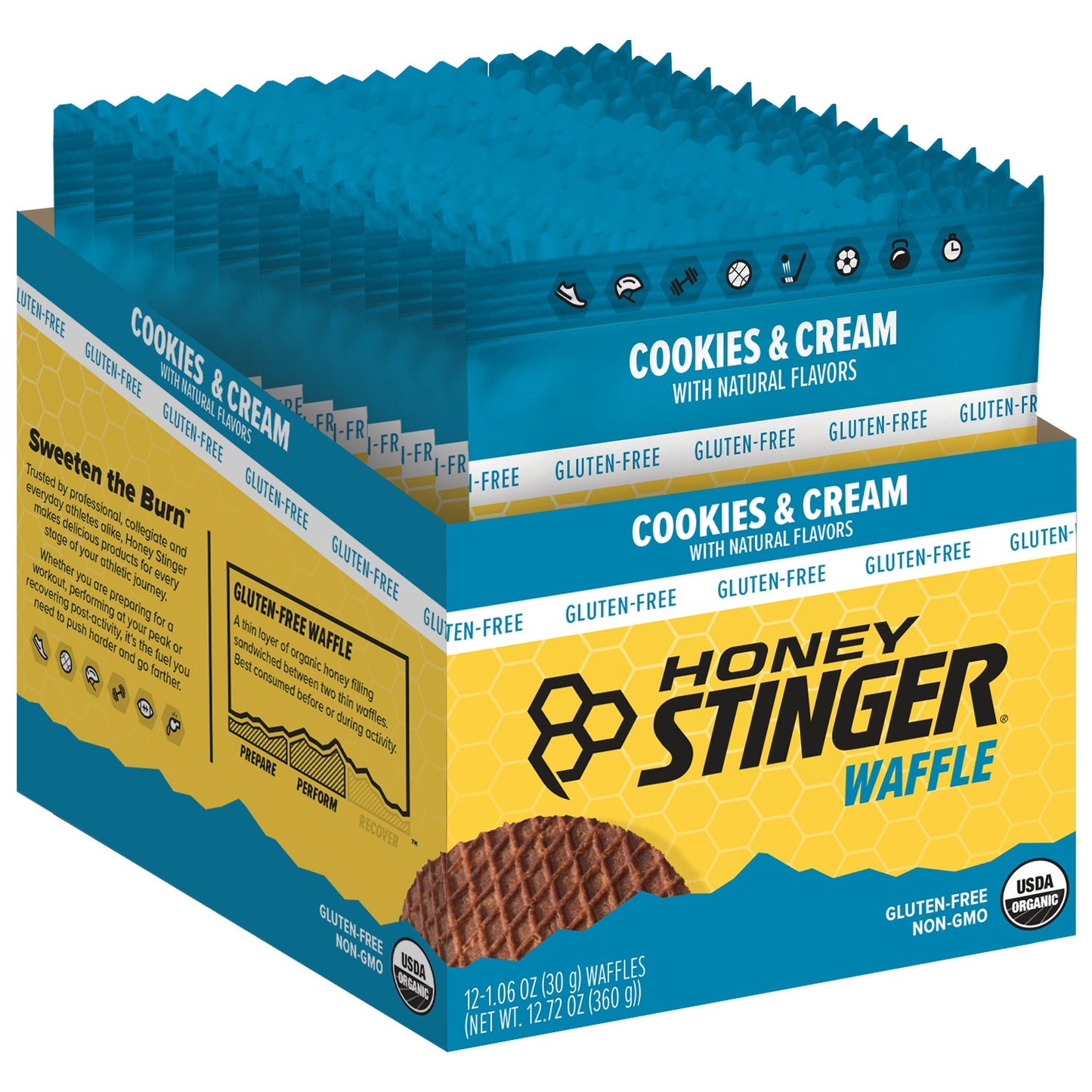 Honey Stinger Organic Gluten Free Energy Waffles 12 Pack [Cookies & Cream]