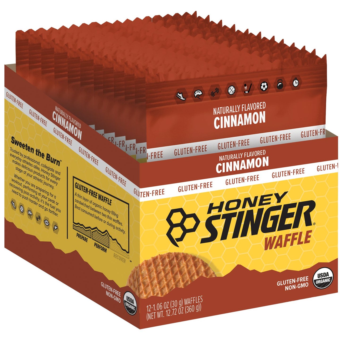 Honey Stinger Organic Gluten Free Energy Waffles 12 Pack [Cinnamon]