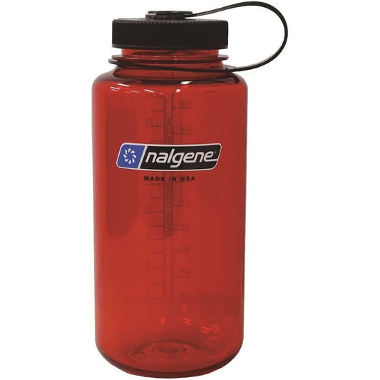 Nalgene 32oz Wide Mouth Sustain Water Bottle, Red w/ Black Cap
