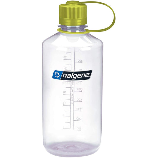Nalgene 32oz Narrow Mouth Sustain Bottle, Clear w/ Green Cap