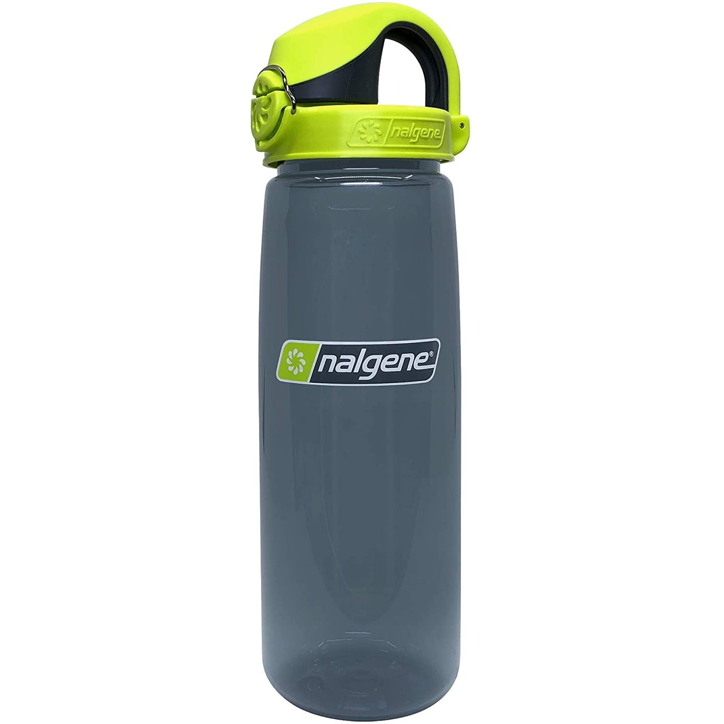 Nalgene 24oz On-The-Fly (OTF) Sustain Bottle, Charcoal w/ Lime Charcoal Cap