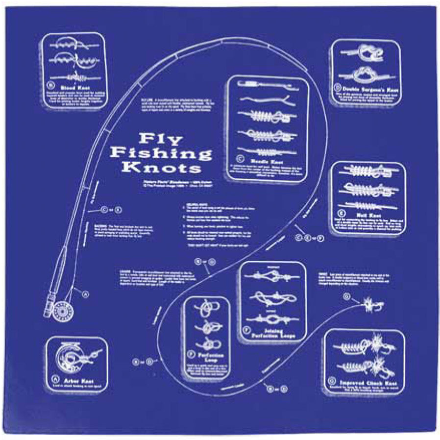 Royal Blue Fly Fishing Knots 22" x 22" Info Bandana