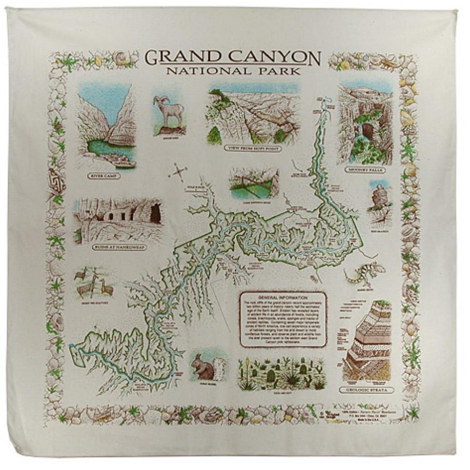 Grand Canyon National Park 22" x 22" Info Bandana