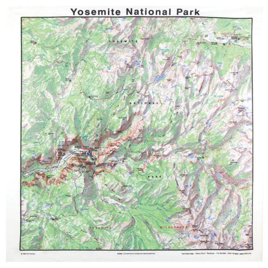 Yosemite National Park 22" x 22" Map Bandana