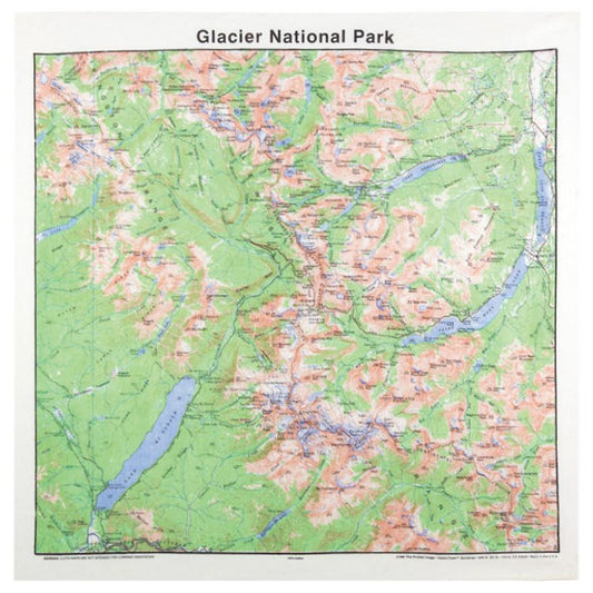Glacier National Park 22" x 22" Map Bandana