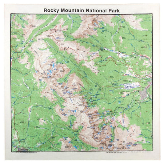 Rocky Mountain National Park 22" x 22" Map Bandana