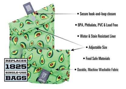 ChicoBag Snack Time rePETe Sandwich & Snack Bags w/ Hook & Loop Closure (3 Pack)