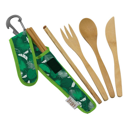 To-Go Ware Bamboo Premium Utensil Set w/ Case Fork Knife Spoon Chopsticks Straw