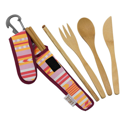 To-Go Ware Bamboo Premium Utensil Set w/ Case Fork Knife Spoon Chopsticks Straw