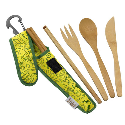 To-Go Ware Bamboo Premium Utensil Set w/ Case Fork Knife Spoon Chopsticks Straw