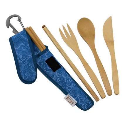 To-Go Ware Bamboo Premium Utensil Set w/ Case Fork Knife Spoon Chopsticks Straw