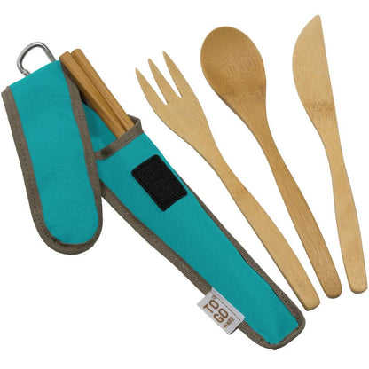 To-Go Ware Bamboo Travel Utensil Set with Carry Case Fork Knife Spoon Chopsticks