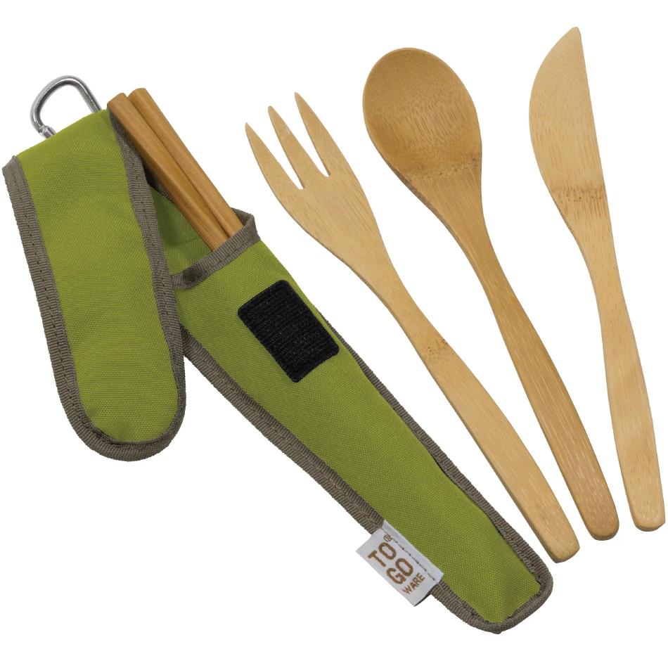 To-Go Ware Bamboo Travel Utensil Set with Carry Case Fork Knife Spoon Chopsticks