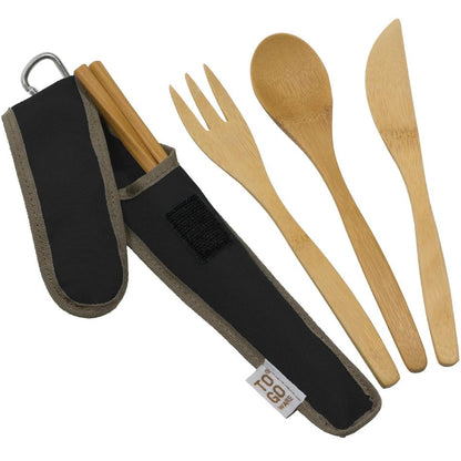 To-Go Ware Bamboo Travel Utensil Set with Carry Case Fork Knife Spoon Chopsticks