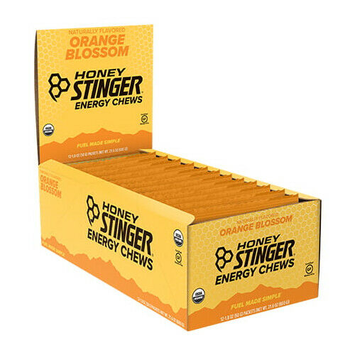Honey Stinger Organic Orange Blossom Energy Chew | Gluten Free & Caffeine Free | For Exercise, Running and Performance | Sports Nutrition for Home & Gym, Pre and Mid Workout | 12 Pack, 21.6oz