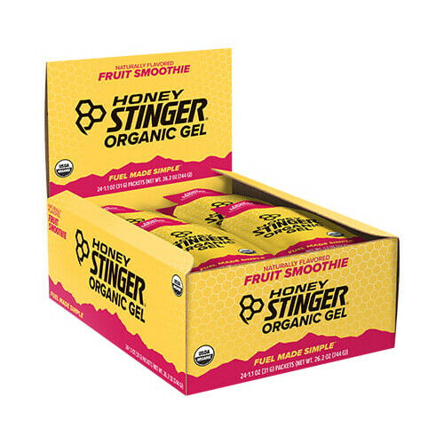 Honey Stinger Organic Fruit Smoothie Energy Gel | Gluten Free & Caffeine Free | For Exercise, Running and Performance | Sports Nutrition for Home & Gym, Pre and Mid Workout | 24 Pack, 26.4oz