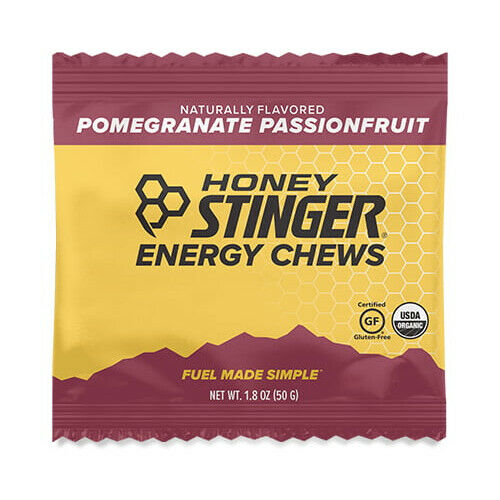 Honey Stinger Organic Pomegranate Passionfruit Energy Chew | Gluten Free & Caffeine Free | For Exercise, Running and Performance | Sports Nutrition for Home & Gym, Pre and Mid Workout | 12 Pack, 21.6oz