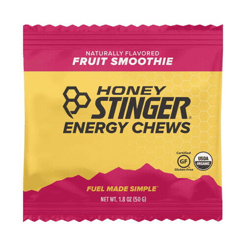 Honey Stinger Organic Fruit Smoothie Energy Chew | Gluten Free & Caffeine Free | For Exercise, Running and Performance | Sports Nutrition for Home & Gym, Pre and Mid Workout | 12 Pack, 21.6oz